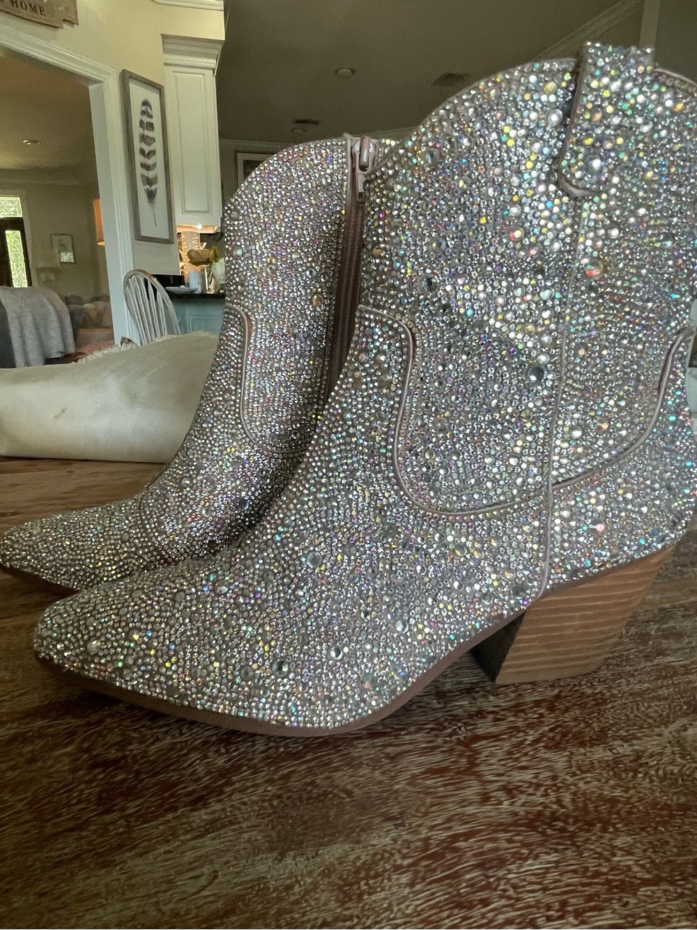 Betsey Johnson Silver Crystal & Pearl Embellished Ankle Bootie - Picture 4 of 8